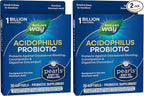 Nature's Way Acidophilus Probiotic Pearls,Supports Digestive Balance & Gut Health,Reduce Occasional Constipation and Bloating*,1 Billion Cultures,30 Softgels,(Pack of 2)