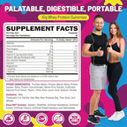 Protein Gummies, Chewable Whey Protein Supplement with L-Glycine & L-Leucine, 10g Protein for Women & Men, Muscle, Hair, Skin & Nails, 120 Count