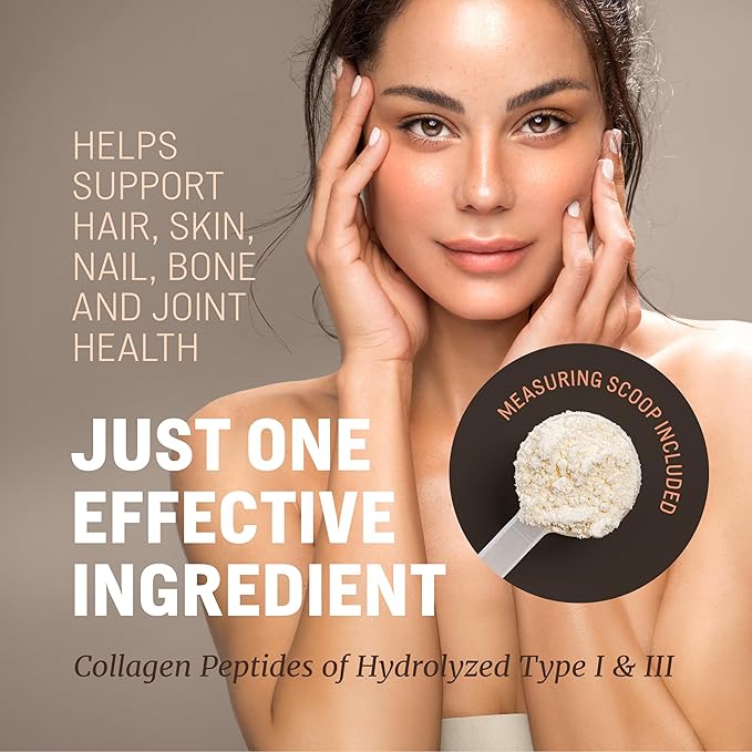 WoldoHealth Collagen Peptides Powder 50 Servings - Grass Fed & Pasture Raised, Unflavored, Dissolves Easily in Hot & Cold Drinks, Supports Hair, Skin, Nails, Bones & Joints