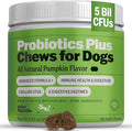 Deley Naturals Probiotics Plus Chews for Dogs - Gut Health Supplement with 5 Billion CFU's & Digestive Enzymes - Prebiotics for Dog Allergies, Diarrhea & Yeast - 90 Count Pumpkin Flavor Made in USA