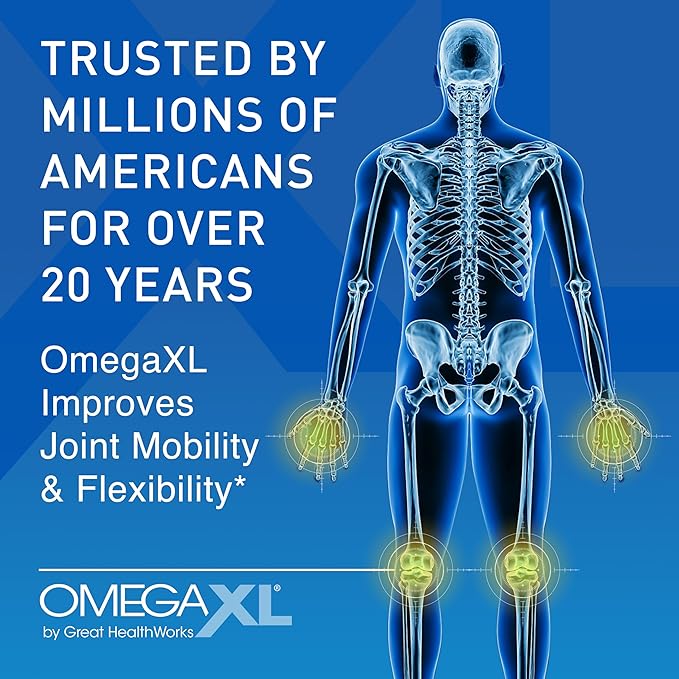 OmegaXL Joint Support Supplement - Natural Muscle Support, Green Lipped Mussel Oil, Soft Gel Pills, Drug-Free, 60 Count (2 Pack)