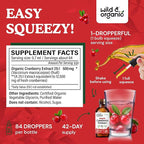 Wild & Organic Cranberry Supplement Drops - Urinary Tract Support for Women & Men - Pure Cranberry Extract Liquid Supplement - Vegan, Sugar & Alcohol-Free Tincture - 2 fl oz