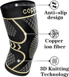 Copper Knee Braces for Women and Men 2 Pack, Knee Compression Sleeve for Knee Pain, Arthritis,ACL, Meniscus Tear, Joint Pain Relief, Knee Support for Running, Working Out, Fitness, Weightlifting-2XL