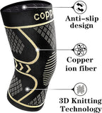 Copper Knee Braces for Women and Men 2 Pack, Knee Compression Sleeve for Knee Pain, Arthritis,ACL, Meniscus Tear, Joint Pain Relief, Knee Support for Running, Working Out, Fitness, Weightlifting-S