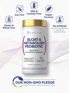 Carlyle Bloat and Metabolism Probiotic | 90 Capsules | Bloating Relief Formula | Sugar & Cellular Energy Support | for Women and Men | Vegan, Non-GMO, Gluten Free