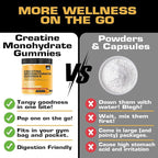 Creatine Monohydrate Gummies 5g for Men Women - Sugar Free Chewable Vegan Supplement - Enhanced Formula with Vitamin B12 L-Taurine Betaine Anhydrous Alpha-GPC BCAA 2:1:1
