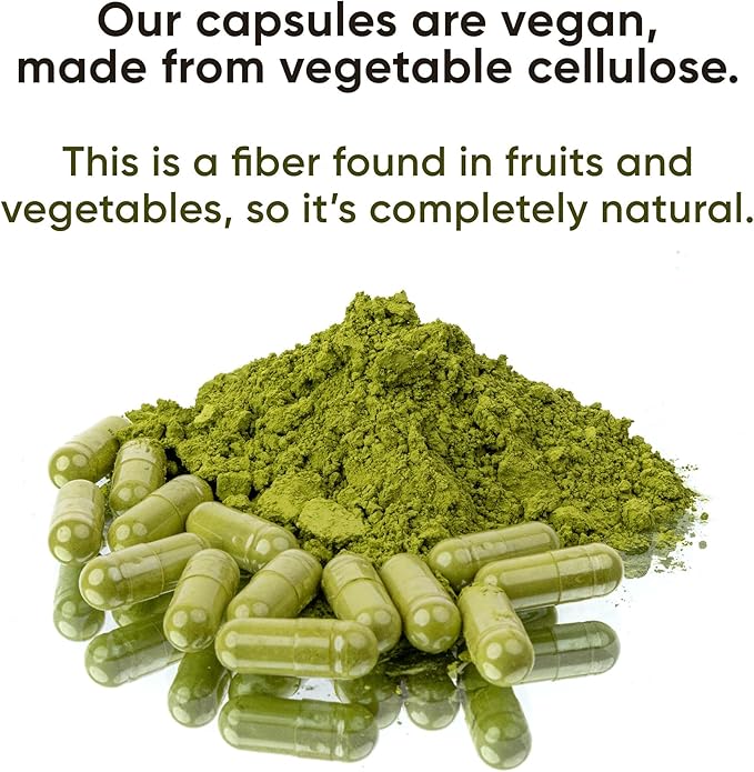 Organic Matcha Green Tea Capsules - Natural Energy Boost - Clean Gradual Caffeine - Japanese Matcha Green Tea Pills - 100% Natural Antioxidant - Calming and Relaxing - 120 Daily Capsules - 2,000/mg