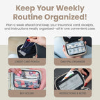 Made Easy Kit Pill Case for Everyday and Travel - 7-Day Weekly Medicine Supplement Vitamin Organizer Sorter Tracker - Neoprene Bag with Pockets - Compact Portable 8 Compartments (Khaki Desert)