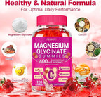 Magnesium Glycinate Gummies 600mg, Chewable Sugar Free Gummies with Magnesium Glycinate, Vitamin D, B6 and CoQ10 for Sleep, Relaxation, Brain and Muscle, 2 Pack