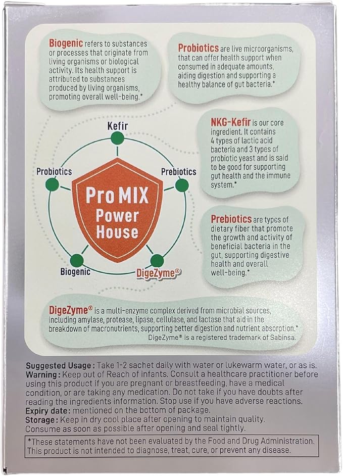 Pro Mix Light Enzyme Plus - Kefir and Digestive Enzymes - for Supporting Digestion and Gut Health - Japanese Supplement with Probiotics, Prebiotics, and Enzymes - 20 Powder Stick-Packs