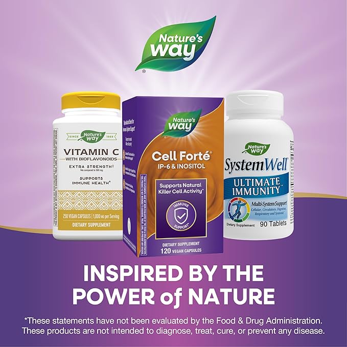 Nature's Way Cell Forté IP-6 & Inositol Immune Support Supplement with Calcium, Phosphorus, and Magnesium*, Gluten-Free, Vegan, 120 Capsules (Packaging May Vary)