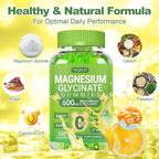 Magnesium Glycinate Gummies 600mg, Chewable Magnesium Supplements for Adults, Men and Women, Vitamin D, B6 and CoQ10, Potassium Magnesium Gummy for Sleep, Relaxation, Brain & Muscle, 120 Gummies