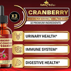23in1 Cranberry Liquid Drops with, Vitamin D3, K2, C, E, Cranberry, Black Cohosh, Chasteberry, Wild Yam, D-Mannose, Probiotics, Maca & More to support health, Immunity - 30 Days Supply - 1FL Oz
