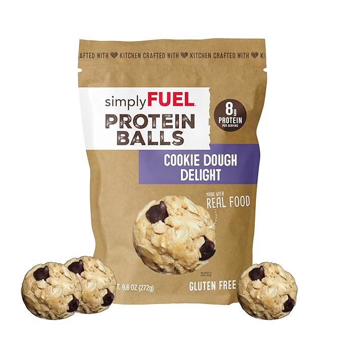 simplyFUEL Whole-Food Protein Balls (Cookie Dough Delight), 8 g High-Protein, Gluten-Free, Healthy Snack for Adults & Kids, 9.6 oz