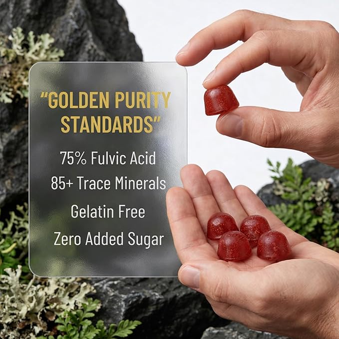 Himalayan Shilajit Gummies, 3000mg High-Potency Fulvic Acid, Supports Healthy Kidney Function, Energy & Vitality for Men, Sleep & Focus, Sugar-Free, 60 Gummies