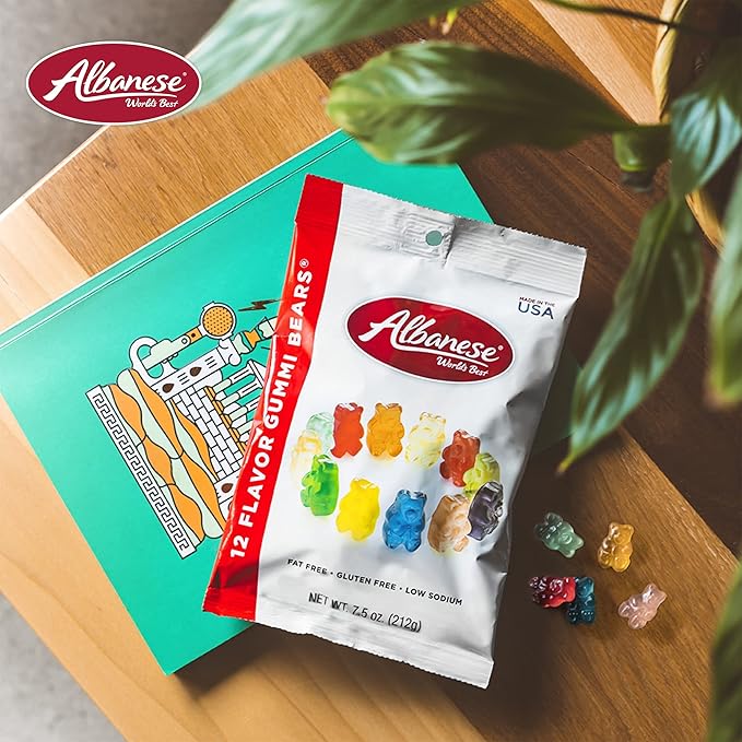 Albanese Candy, 12 Flavor Gummi Bears, 7.5-Ounce Bag, Pack of 12