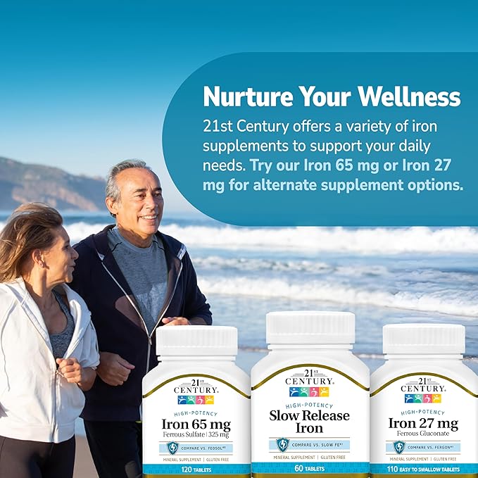 21st Century Slow Release Iron Tablets, 60 Count