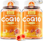 Sugar-Free CoQ10-250mg Filled Gummies - 4 Months Supply - Plus Omega-3, Vitamin B3 & Zinc, High Absorption Coenzyme Q10 Supplements for Hear-t Health, Cellular Energy & Antioxidant Support, 2-Pack