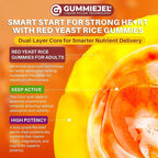 Red Yeast Rice Gummies 2400MG with CoQ10, Suagr Free Balanced Chṏlesterṏl Supplements Plus Citrus Bergamot, Plant Sterols & Stanols Supports Vḁsculḁr Health, Energy, Immunity for Age 50+,Vegan,60 Cts