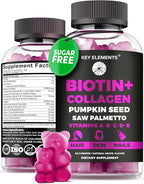 Hair Skin and Nails 10000mcg Biotin Gummies & Collagen Gummies - Biotin Vitamins for Hair Growth Pumpkin Seed Oil, Saw Palmetto Extract & Vitamins A B6 C D E - Biotin and Collagen Supplements