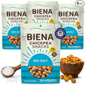 BIENA Chickpea Snacks - Crunchy Roasted Chickpeas - High Fiber Vegan Protein Snacks for Adults and Kids - 4-Pack, 5 Ounce Bags - Sea Salt