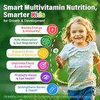 Kids Multivitamin Gummies, 20+ Super Greens Fruit and Veggies Supplement Superfood Daily Gummies with Probiotics for Kids Gummy Vitamins & Minerals for Tummy & Immune Support -Vegan, Sugar Free, 60Cts
