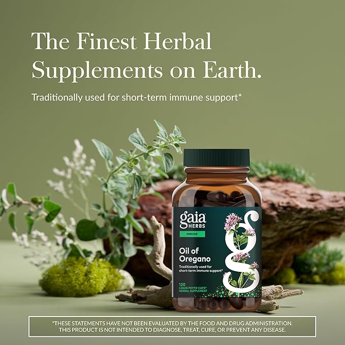 Gaia Herbs Oil of Oregano - Immune & Antioxidant Support Supplement - with Oregano Oil, Carvacrol & Thymol* - 120 Vegan Liquid Phyto-Caps (120 Servings)