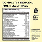 HUM Complete Prenatal Multivitamin for Women with Folate, DHA, and Choline, 23 Nutrients for Daily Support, Gluten Free, Non GMO Supplement for Pre, During, and Post Pregnancy, 30 Vegan Capsules