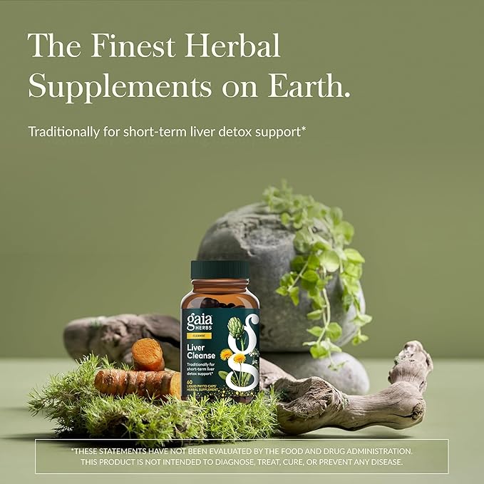 Gaia Herbs Liver Cleanse - Liver Health Support Herbal Supplement with Milk Thistle, Burdock, Turmeric, Dandelion & More* - 60 Vegan Liquid Phyto-Caps (30 Servings)