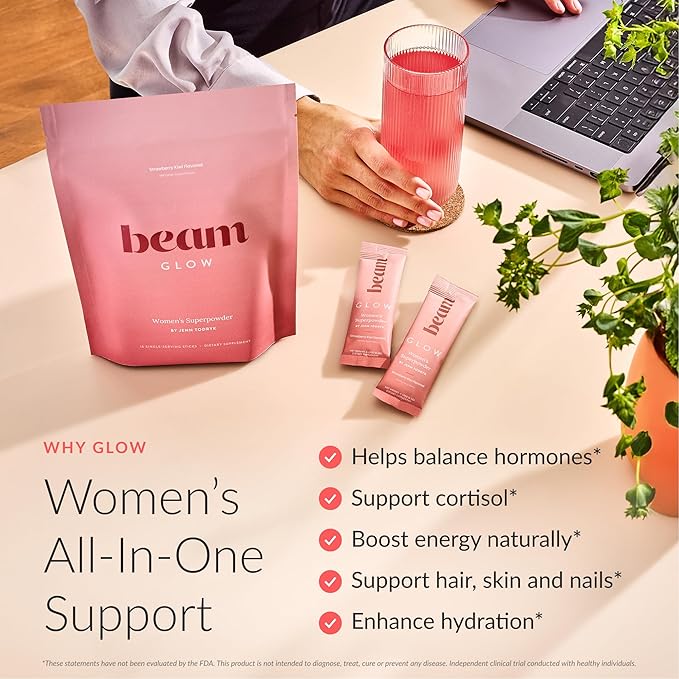 Beam Glow, Hormone Balance for Women, Cortisol Support for Women, Thyroid Support Powder with Selenium, Bromelain and Chasteberry, PMS Relief, Hair Skin & Nails, Health and Wellness Gift, Variety Pack