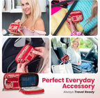 Made Easy Kit Pill Case for Everyday and Travel - 7-Day Weekly Medicine Supplement Vitamin Organizer Sorter Tracker - Neoprene Bag with Pockets - Compact Portable 8 Compartments (Red Love Language)