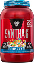 BSN SYNTHA-6 Premium Protein Powder with 6g of Fiber, Whey Isolate, Micellar Casein, Milk Protein Isolate, 5g of Fat, Fruity Cereal, 28 Servings, 2.91 Pound (Packaging May Vary)