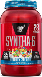 BSN SYNTHA-6 Premium Protein Powder with 6g of Fiber, Whey Isolate, Micellar Casein, Milk Protein Isolate, 5g of Fat, Fruity Cereal, 28 Servings, 2.91 Pound (Packaging May Vary)