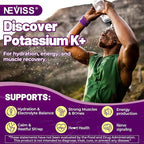 NEVISS Potassium Gluconate + Magnesium Glycinate Gummies w/ B6 & L-Theanine for Muscle Cramp & Leg Cramp Relief | Sugar-Free Electrolyte Supplement for Energy, Hydration & Calm Relax | Vegan, 60Cts