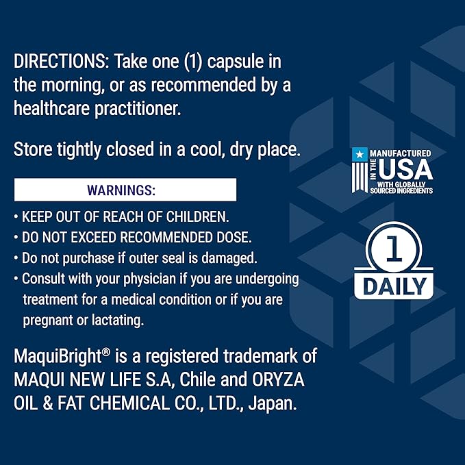 Life Extension Tear Support with MaquiBright®, 60 mg, Maqui Berry Extract for Dry Eyes, Supports Eye Health, Encourages Tear Production, Gluten-Free, Non-GMO, 1 Daily, Vegetarian, 30 Capsules