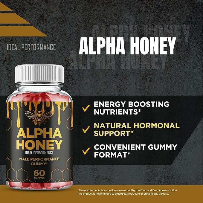 Alpha Honey Gummies, Official AlphaHoney Supplement Gummy - Maximum Strength, All Natural Formula for Energy, Stamina & Performance, Advanced Formula AlphaHoney Health Support Reviews (2 Pack)