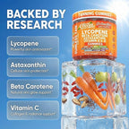 Sunless Glow Lycopene Beta Carotene Tanning Gummies Astaxanthin Vitamin C D E Flax Seed Selenium Amla l Tyrosine PABA Black Pepper 60 Count Strawberry Banana Flavor By Clean Nutra