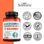 Glucosamine Chondroitin MSM Joint Support Supplement - Collagen Peptides, Turmeric and Ginger, Hyaluronic Acid, Glucosamine Chondroitin Sulfate for Joint Comfort - Gluten Free, Non GMO, 180 Capsules