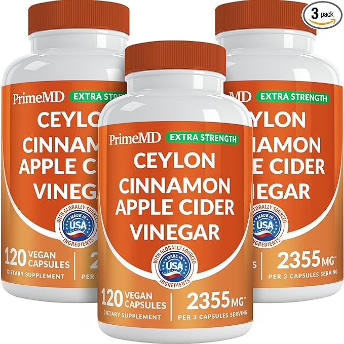 5-in-1 Ceylon Cinnamon Powder Extra Strength – Organic Ceylon Cinnamon Capsules with Turmeric, Apple Cider Vinegar, Korean Ginseng & BioPerine for Metabolism & Energy Support Pills (120 Ct, 3 Pack)
