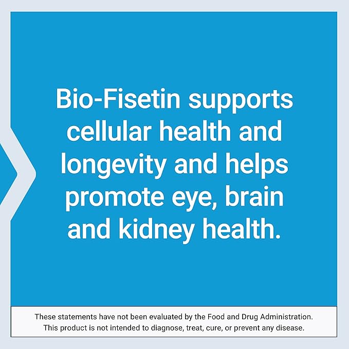 Life Extension Bio-Fisetin, Fisetin, galactomannans from Fenugreek Seed, Cellular Health, Cognitive Health, Longevity, Gluten-Free, Vegetarian, Non-GMO, 30 Vegetarian Capsules