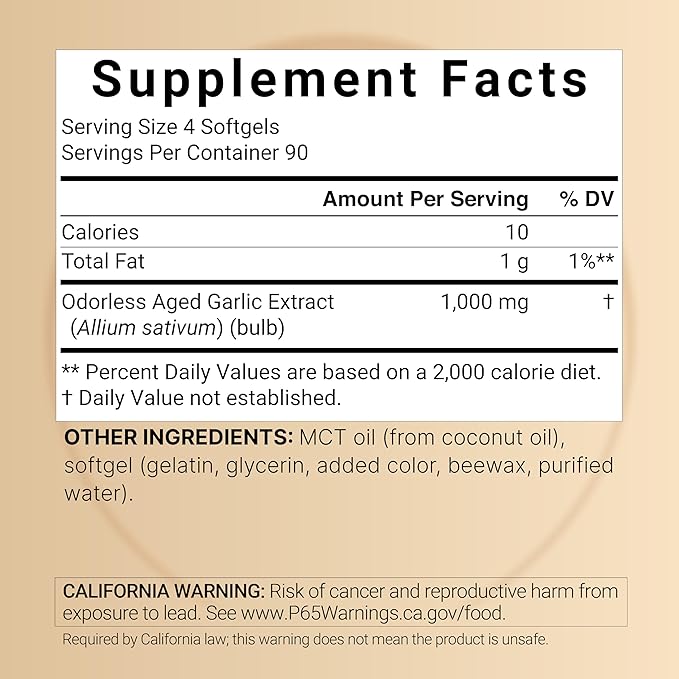 NatureBell Aged Garlic Extract 1,000mg, Over 2 Years Aged, 360 Odorless Softgels – Allium sativum – Made with MCT Oil – Non-GMO, Gluten Free