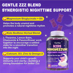 Magnesium Glycinate Gummies for Kids 4+: Sugar Free Magnesium Bisglycinate Gummy with Chamomile, L-Theanine, Lemon Balm, B6, Omega 3, Zinc - Gluten Free, Non-GMO, Vegan, Mixed Berry Flavor