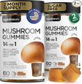 Mushroom Gummies 5000 Mg 120 Pcs (2 Pack) - Lion's Mane and 9 Adaptogenic Mushrooms Blend - Ashwagandha, L-Theanine - Mushroom Gummies for Energy, Immunity, Focus, Brain Boost - No Sugar and GMO