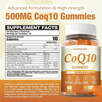 2 Pack 500MG Coq10 Gummies - 3X Better Absorption, Plus Omega-3, Magnesium, Vitamin B3 & Zinc - Coenzyme Q10 Supplements for Heart Health, Cellular Energy & Antioxidant, Vegan, 120 Counts