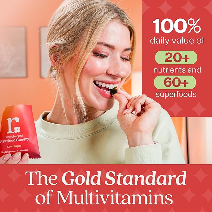 Rizz Low Sugar Green Gummies - 60+ Superfoods 6g Fiber - Prebiotic and Probiotic Gummies - Vegan Multivitamins for Women & Men - Gluten Free - Mushroom, Fruit and Vegetable Supplements - 30 Day Supply