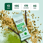 Mezcla Puff-Crispy Plant Based Protein Bars - Matcha Vanilla - Healthy Snacks for Adults & Matcha Latte Fans - Best School, Travel, Office Snacks - Gluten Free, Vegan, Non GMO, 10g Protein - 12 Count