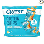 Quest Nutrition Cheddar & Sour Cream Protein Chips, 19g Protein, 4g Net Carbs, Low Carb, Gluten Free, 1.1 oz, 4 count