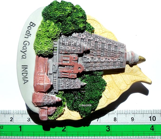 WitnyStore Tiny 3" Mahabodhi Temple Bodh Gaya Bihar India - Miniature Hand Made Resin 3D Asia Landmark Tourist Attractions Decorative Refrigerator Fridge Magnets Collectible Traveler Souvenirs Gifts
