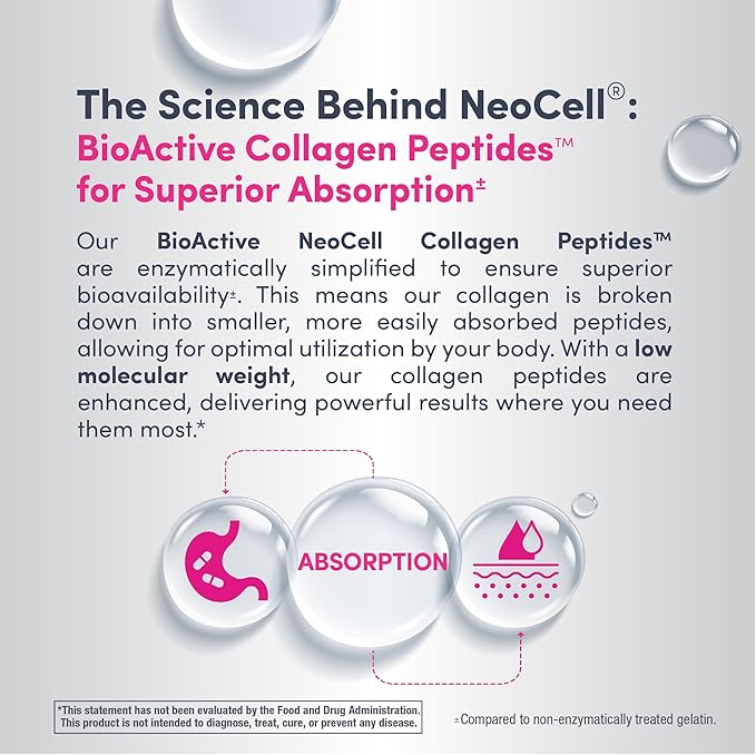NeoCell Super Collagen Peptides Powder | 30 Servings | Unflavored | Types I & III | Grass Fed Bovine Supplement | Hair, Skin, & Nails | for Women and Men