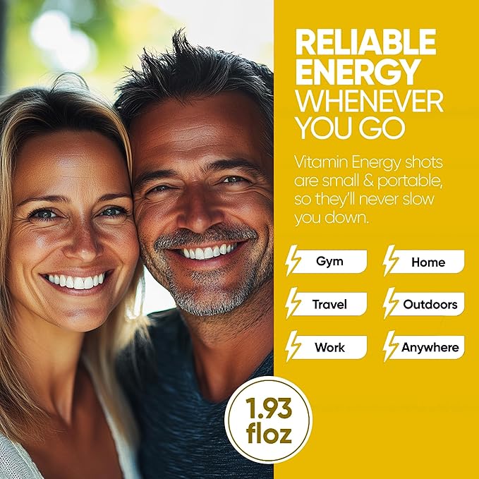 Vitamin Energy B12 11,000% Extra Strength Energy Shot Mango 24 Pack, 260mg Natural Caffeine, B12 & B6, Nootropic Focus, Vitality, Zero Sugar, Gluten-Free, Vegan, Kosher, 1.93 fl oz